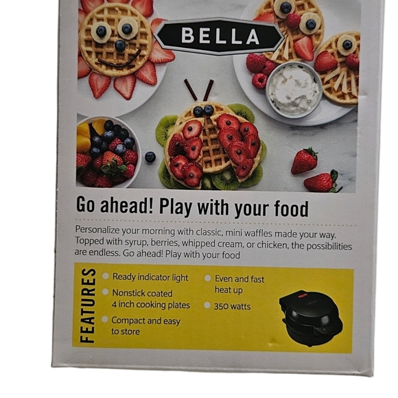 BELLA Mini Waffle Maker Black - Picture 3 of 4